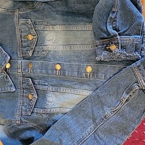 Crop Denim Raw Hem Jacket. NWOT
